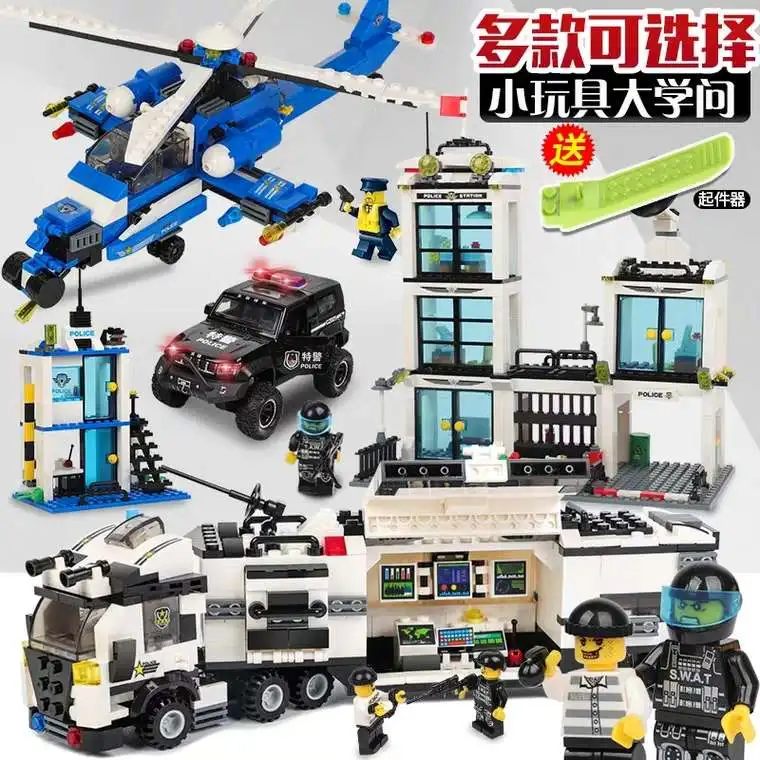 554-858pcs City Police Series N in 1 Hot Style Vehicle Car Helicopter Police Staction Building Blocks Compatible with Legoed