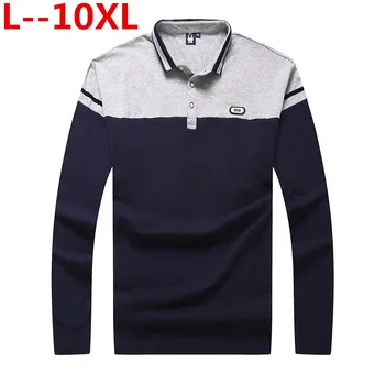 

2018 Casual cotton Men Polo Shirt Thicker Mens Long Sleeve Solid Polo Shirts Camisa Polos Tops Tees Plus size 7XL 8XL 9XL 10XL