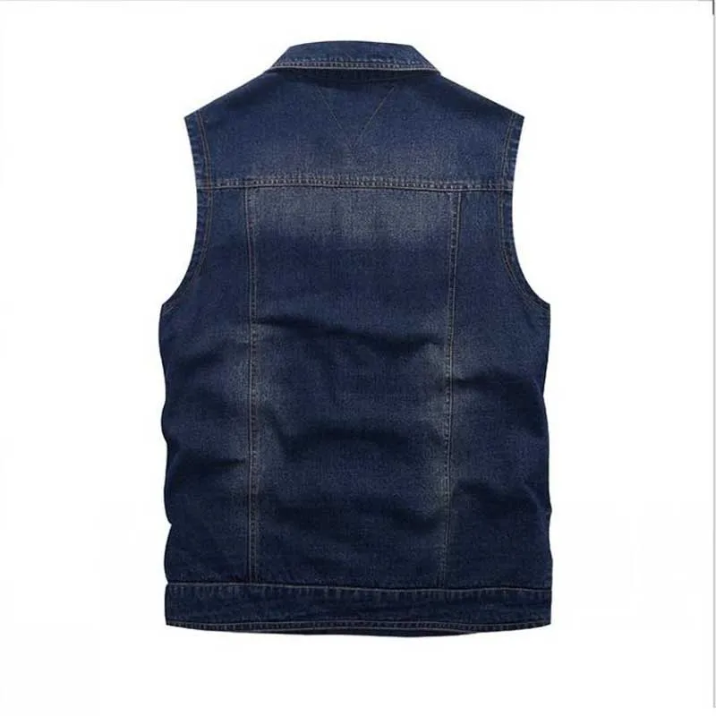 Men's jeans vest cowboy waistcoat sleeveless double faced Multi Pocket Vest Men's jeans vest cowboy waistcoat sleeveless double faced Multi Pocket Vest