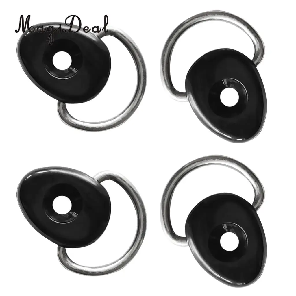 MagiDeal Outdoor Water Sports 4Pcs Kayak Loop Deck Fitting & D-Ring for Deck Bungee Line Rigging Safety Rowing Boats Acce Black