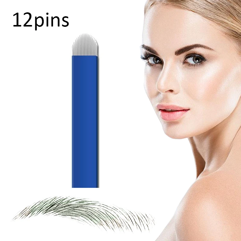 

50pcs Wholesale microblading 12 pins u shape 12 needles in tattoo needles for 3D Permanent Makeup manual pen