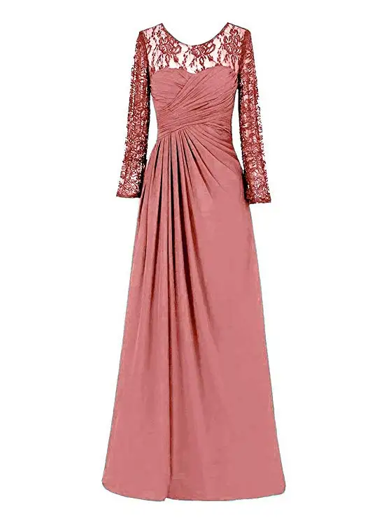 2019 Women's Chiffon Lace Evening Dresses Long Sleeves Party Formal Dresses Vestido Longo Festa