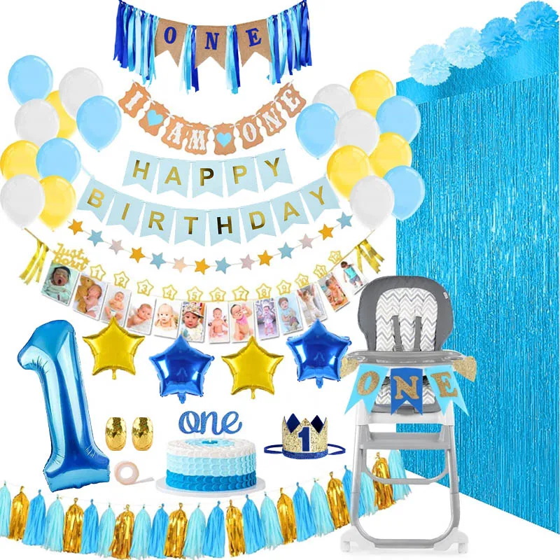 

Boy first happy birthday party decoration baby shower balloon aluminum foil helium balloon gender supplies