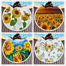 Пляжное полотенце из микрофибры с рисунком подсолнуха для йоги, мягкое толстое большое полотенце с кисточками для путешествий и отдыха, абсорбент, Новинка