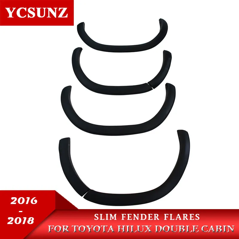  Mudguards Wheel Arches Fender Flares For Toyota Hilux SR5 2016 2017 2018 Double Cabin Slim Black