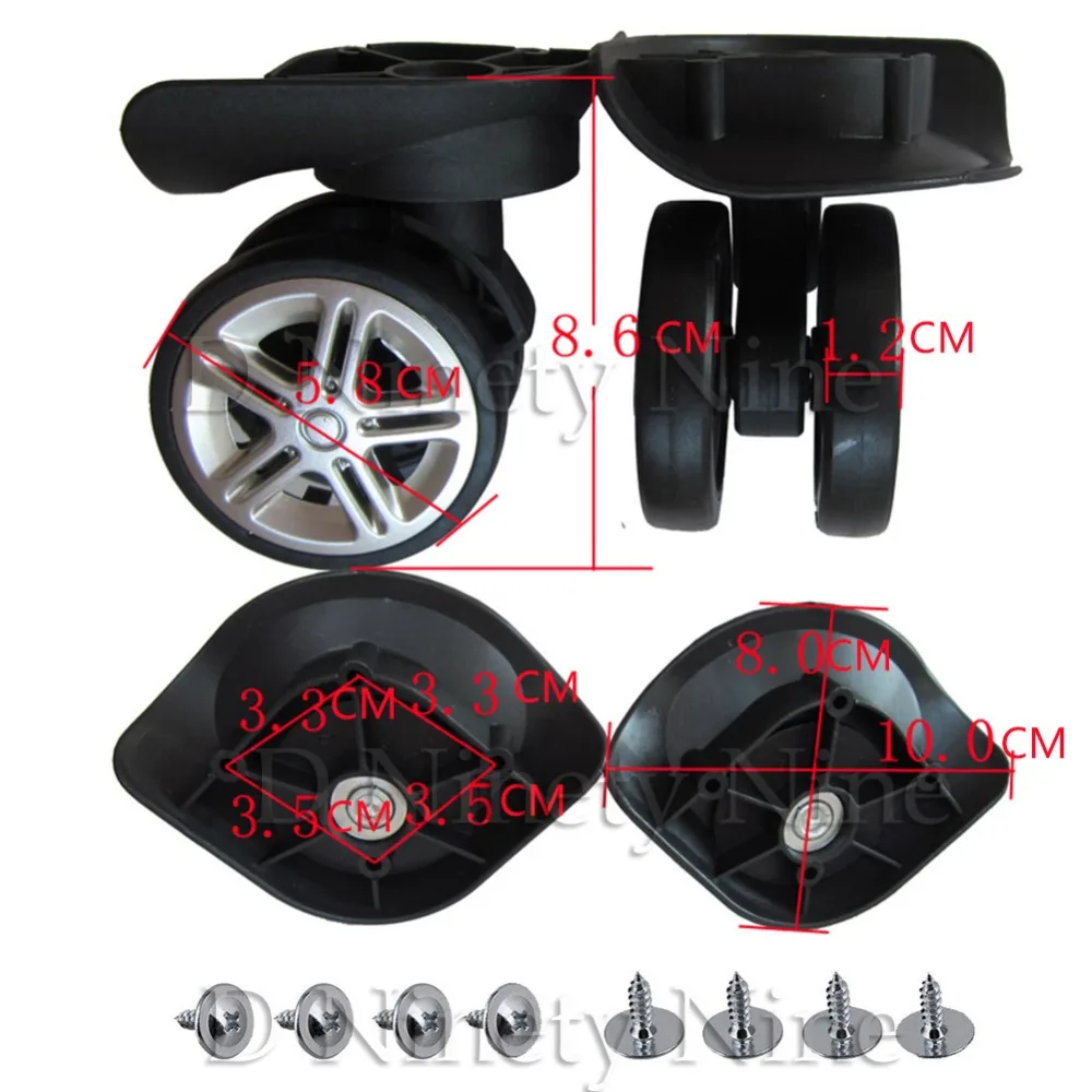 

A81 Silent Bouble Row Wheel Black Trolley Case Repair Wheel Universal Travel Suitcase Luggage Wheels 1 pair