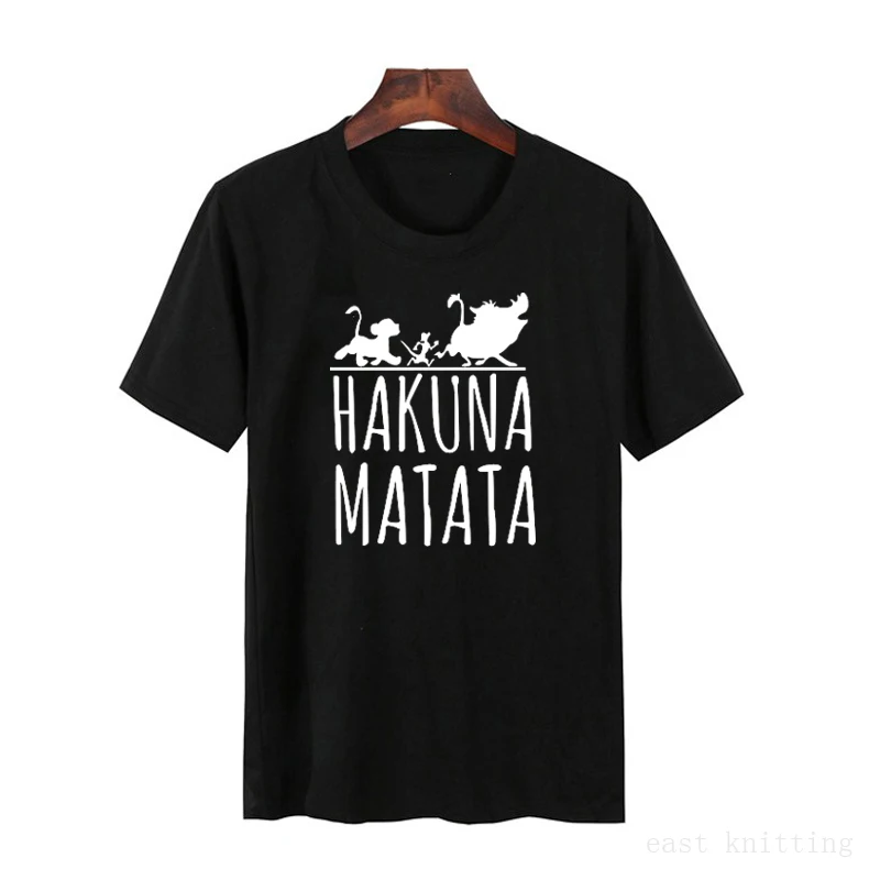 

Hakuna Matata Letter Print Tee shirt Homme Summer Comfortable Women Short Sleeve T-shirt Women Casual Top