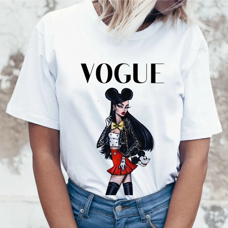 

Vogue T-shirt Paris girl print T-shirt for women summer short-sleeved feminist T-shirt