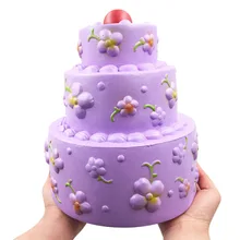 Редкие мягкие фиолетовые трехслойные цветы jumbo cake 25 см медленное увеличение моделирование squeeze Игрушка мягкое питание