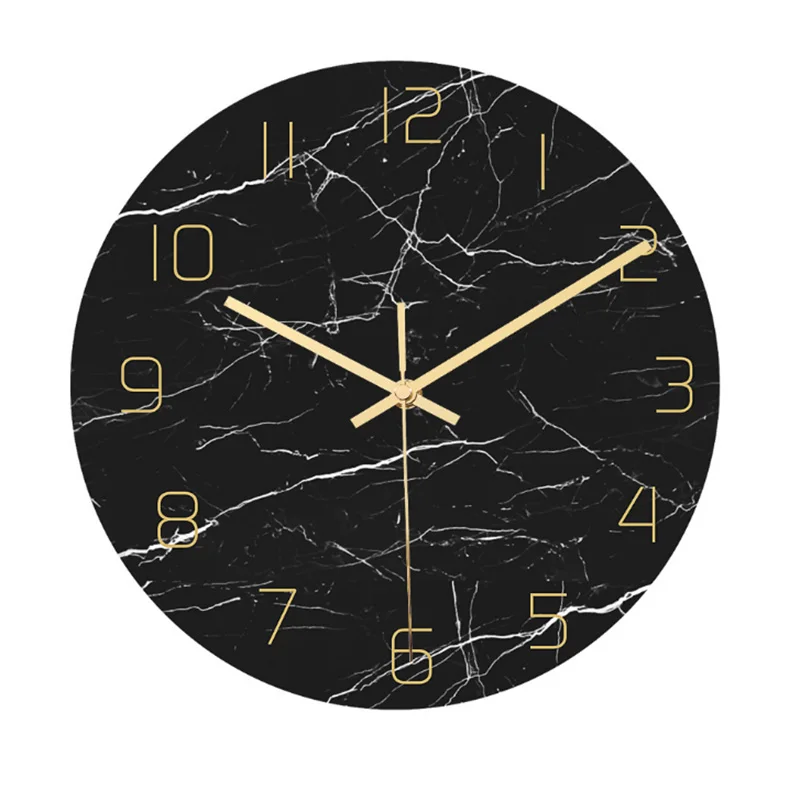 

Nordic Decorative Marble Printing Wall Clocks Silent Quartz Circular Vinyl Hanging Clock Modern Design Multi-colored Home Décor