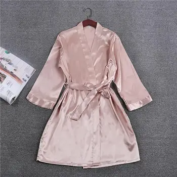 

Summer Female Kimono Bathrobe Rayon Sleepwear Sexy Bride Bridesmaid Wedding Robe Solid Color Nightgown Home Dressing Gown