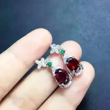 Натуральный красный камень гранат Серьги Серебро 925 природный камень серьги Женщины Бабочка Форма Серьги-капли для вечеринки