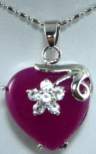 

11.23 6color! lovely purple/green/blue/red jade heart love 18KGP pendant necklace can choose Discount 35%