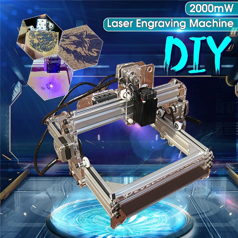

2000MW A5 17x20cm Laser Engraver Cutting Machine Desktop Engraving CNC Printer DIY Desktop Wood Cutter + Laser Goggles