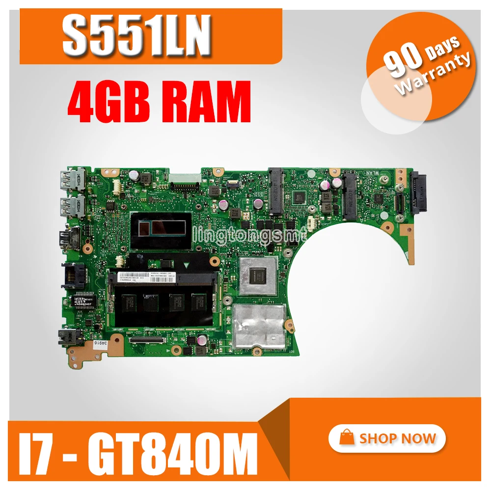 S551LN MB._ 4G/I7-4500U/AS GeForce V2G 90NB05F0-R000 Материнская плата Asus K551L K551LB K551LN S551L S551LB R553L материнская плата для ноутбука