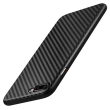 Super Fino Fibra De Carbono Couro Grão de Plástico Flexível À Prova de Choque tampa da caixa de telefone para o caso do iphone 7 7 plus capa Funda