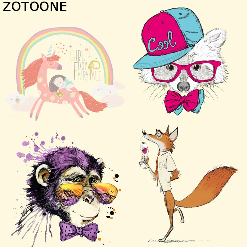 

ZOTOONE Pretty Animal Patches Colorful T-Shirt Diy Decoration 2018 New Parches Ropa A-Level Washable Heat Transfers for Clothing