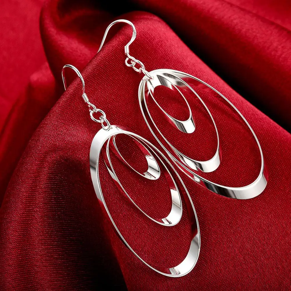

Exaggeration earrings Wholesale silver plated long Dangle earrings for women wedding jewelry Rhinestone Nickle free