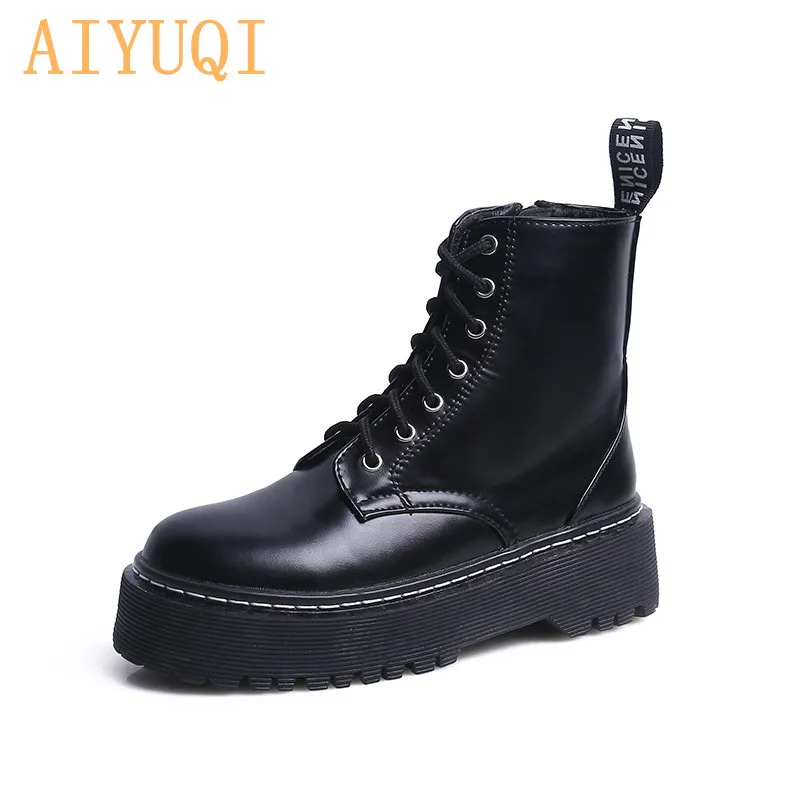 

AIYUQI Martin boots women British wind student tide new retro lace up short boots female autumn patent leather ankle boots women