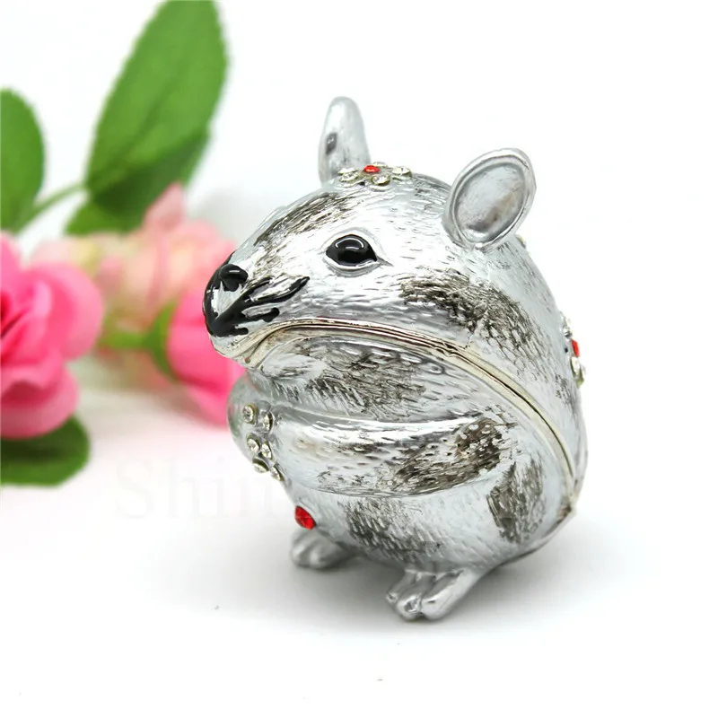 

Whole Sale Enamel Craft Animal Mouse Shape Trinket Box Lovely Metal Storage Box