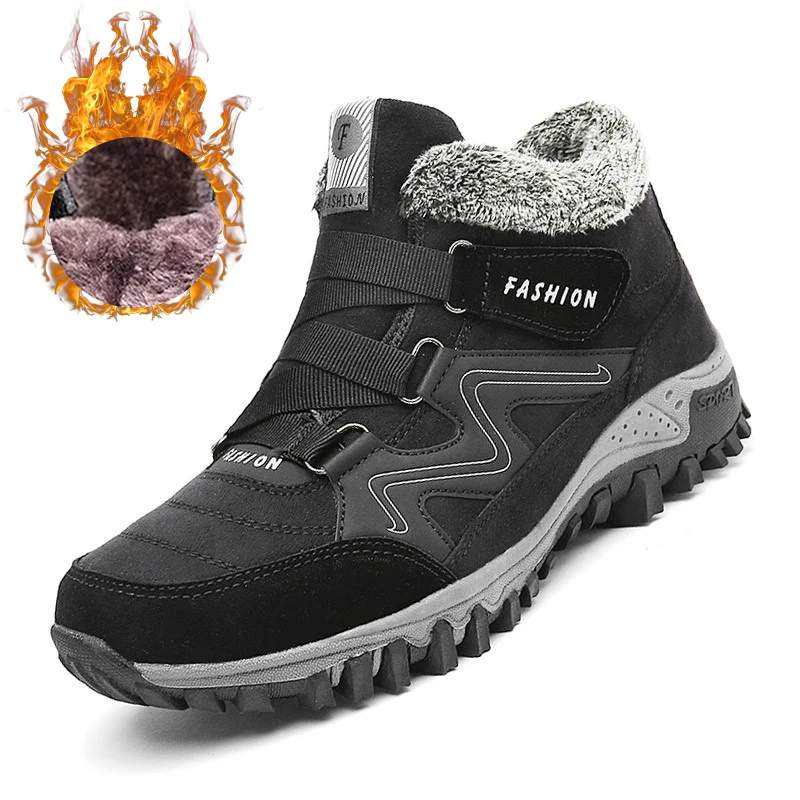 

Brand Men Snow Boots Plus Size 45 New Men Boots with Fur Unisex Winter Snow Botas Warm Plush Shoes High Top Boots Autumn