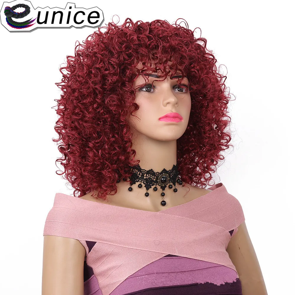 Short Pixie Cut Afro Kinky Curly Synthetic Wigs with Bangs (6)