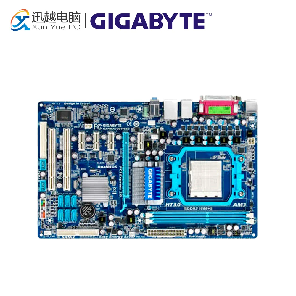 

Gigabyte GA-MA770T-ES3 Desktop Motherboard 770 Socket AM3 DDR3 SATA2 USB2.0 ATX