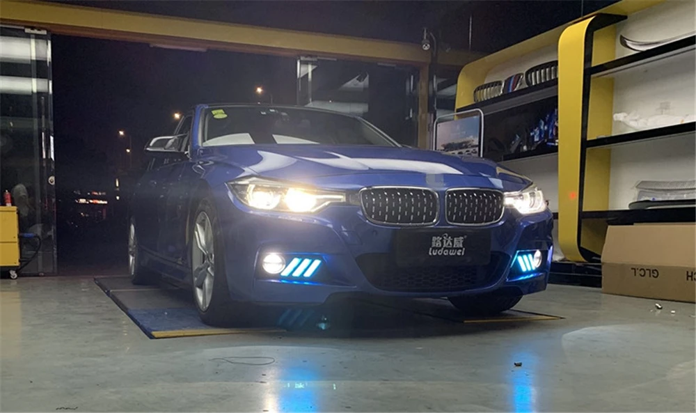 Автомобильный мигающий 1 пара для BMW F30 3 серии дневные ходовые огни светодиодный DRL Противотуманные фары дальнего света с желтым указателем поворота