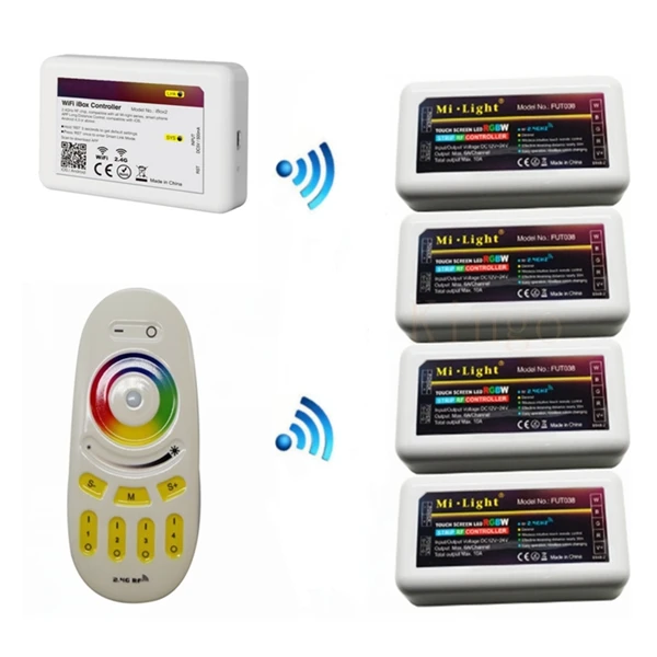 

Mi.light LED Touch controller mi light 2.4G rgbw remote +milight rgb controller 4pcs +1pcs mi light wifi controller set