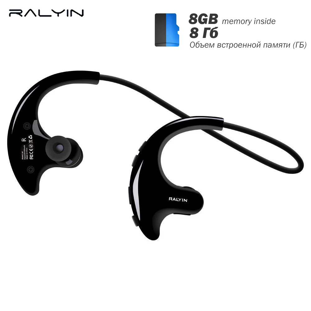 RALYIN M1 MP3 музыкальный плеер Bluetooth наушники спортивные водонепроницаемые беспроводные наушники 8 Гб Память хранения Гарнитура Для Бега Спортзала