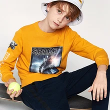 Balabala/свитер для мальчиков с изображением космоса; пуловер для детей-подростков; мягкий вязаный свитер с принтом для мальчиков; одежда на весну и осень