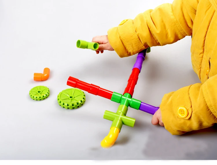 Трубопровода туннель с колесами DIY блоки творческие Кирпичи Детские развивающие игрушки трубы блоки подготовки игрушки модель