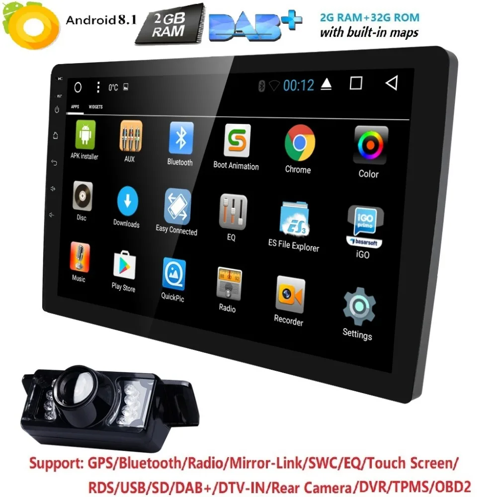 10 1 QuadCore 2Din Android 8 dvd помощи при парковке para Карро Подходит универсальный