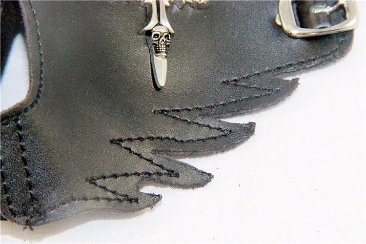 Мода в стиле панк из искусственной кожи перчатки крест череп-основной половину ладони перчатки черный и белый пальцев рок перчатки