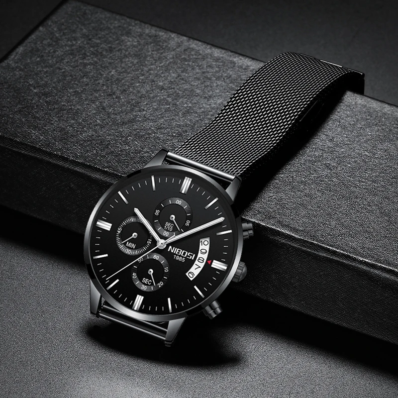 Montre Homme Marque De Luxe NIBOSI Топ Бренд роскошные часы мужские модные 2018 сетка ремешок