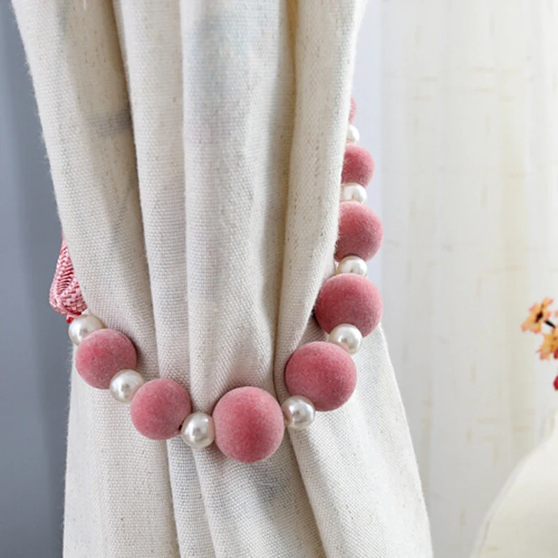 

Curtains Accessories Handmade DIY Colorful Beads Hanging Straps For Home Curtains Holder Pearl Clips All-match Home Tiebacks