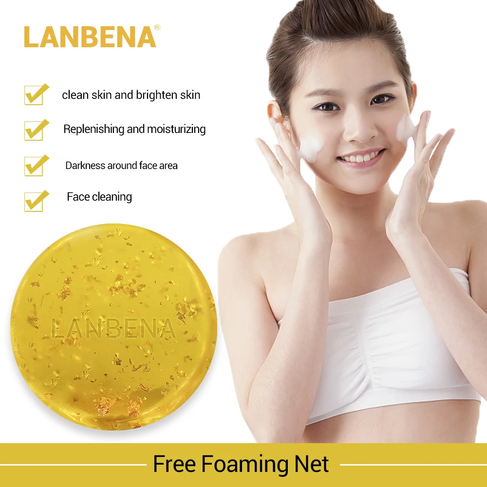 

Lanbena 24 K Gold Handmade Soap Anti -aging Algae Deep Cleaning Moisture Nourishing Bleaching -wrinkles Beauty Facial Care