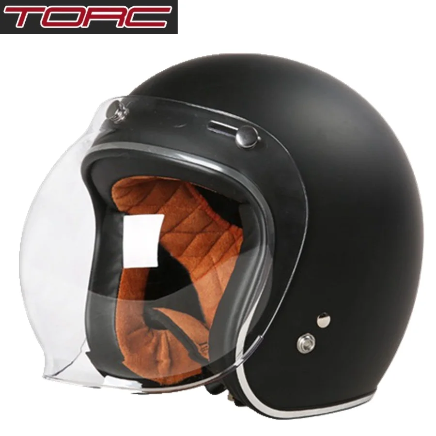 Free shipping 1pcs TORC T50 3/4 Open Face Moto Helmet Transparent Bubble Mirror DOT Approved Vintage Motorcycle Helmets