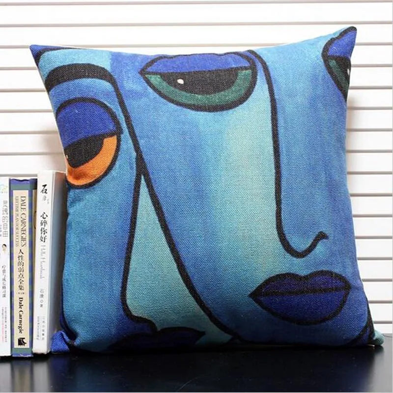 

Picasso Big Face Pillows Decorative Throw Pillow Case 45X45cm Cotton Cushion Cover Creative Home Textiles Sofa Car covers Cojin