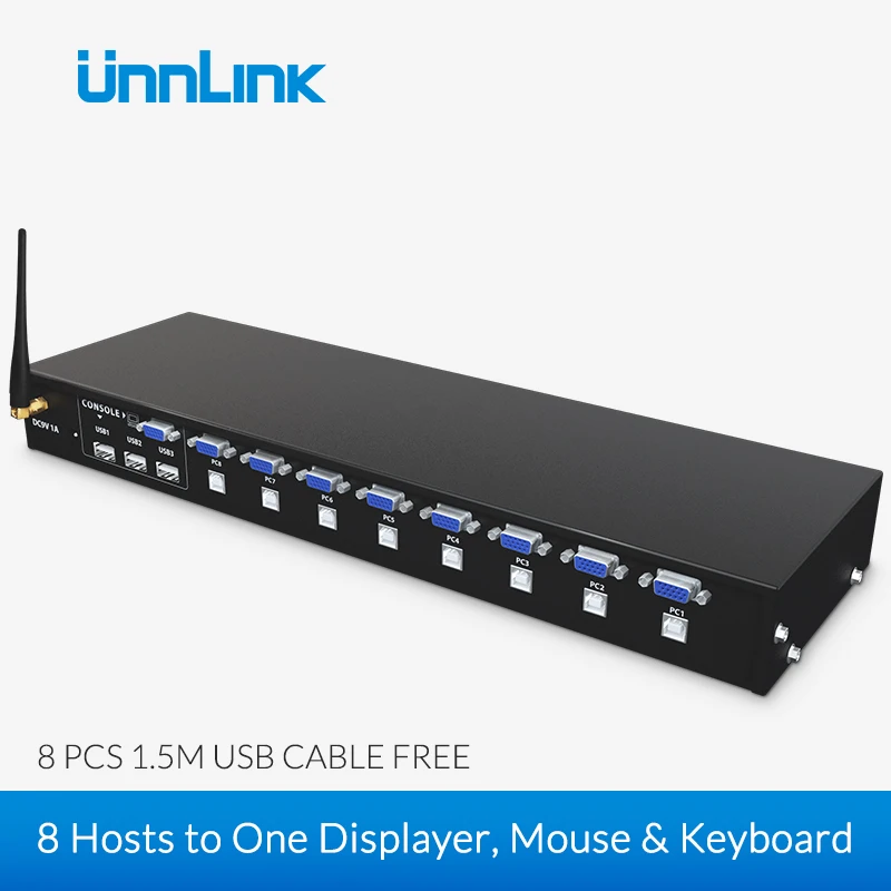 Unnlink 8 Порты Smart kvm переключатель руководство ключевых Пресс VGA USB проводной пульт