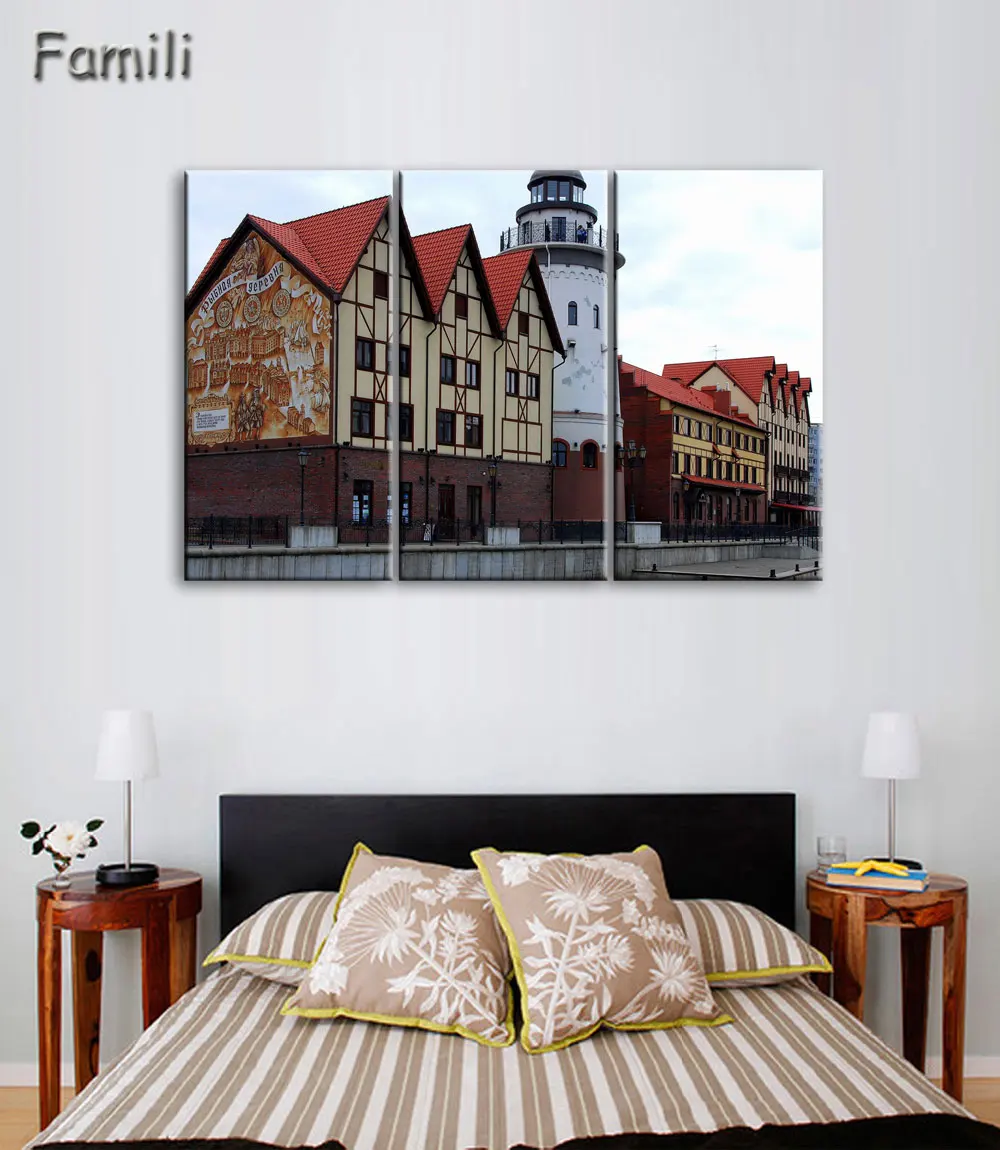 

3Pieces/set Living room home wall modern art decor canvas poster Architecture russia building landscape cityscape,oil painting