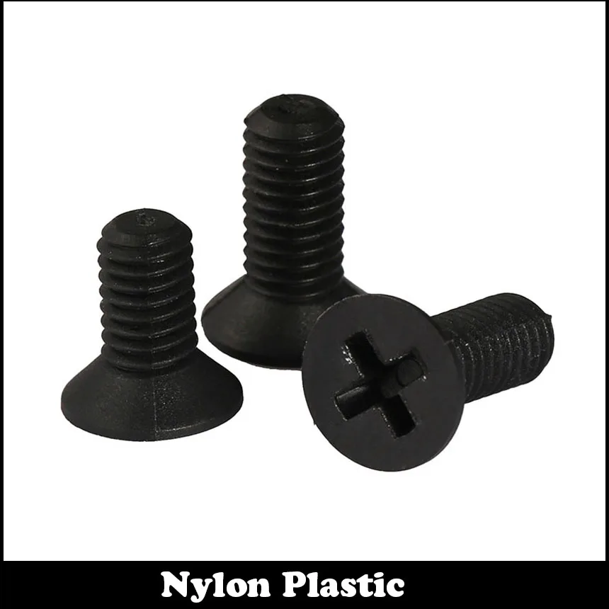 

40pcs M4 M4*10 Nylon Plastic Bolt Black Insulating Cross Recessed Flat Countersunk Head Screw
