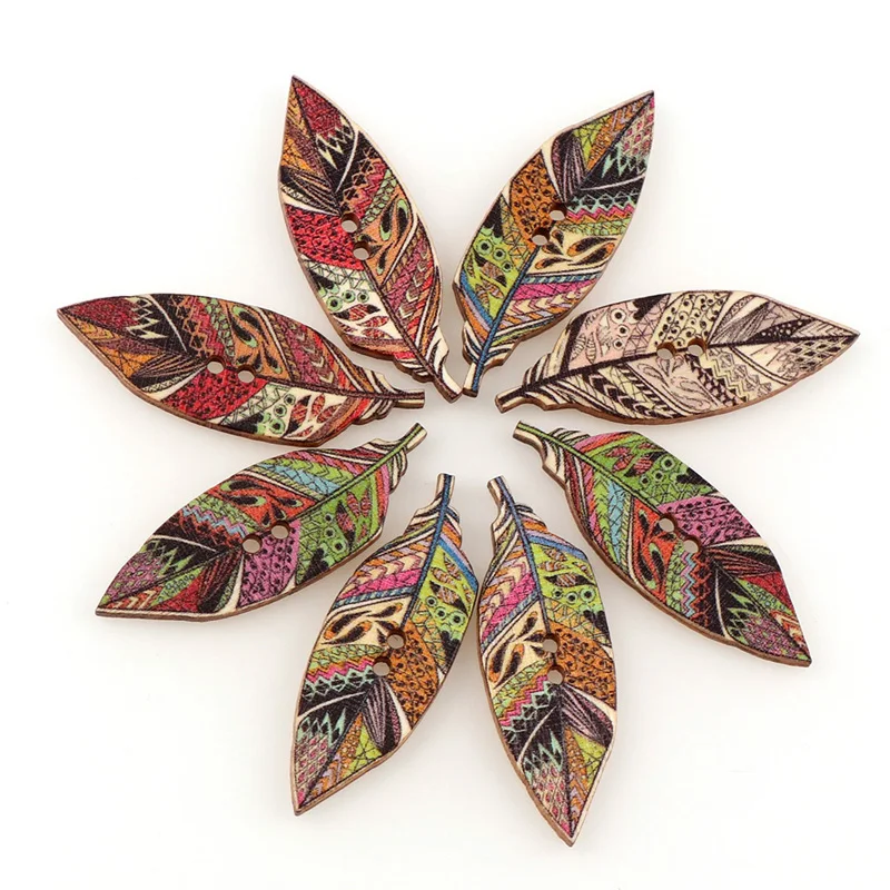 Leaves wood buttons 4