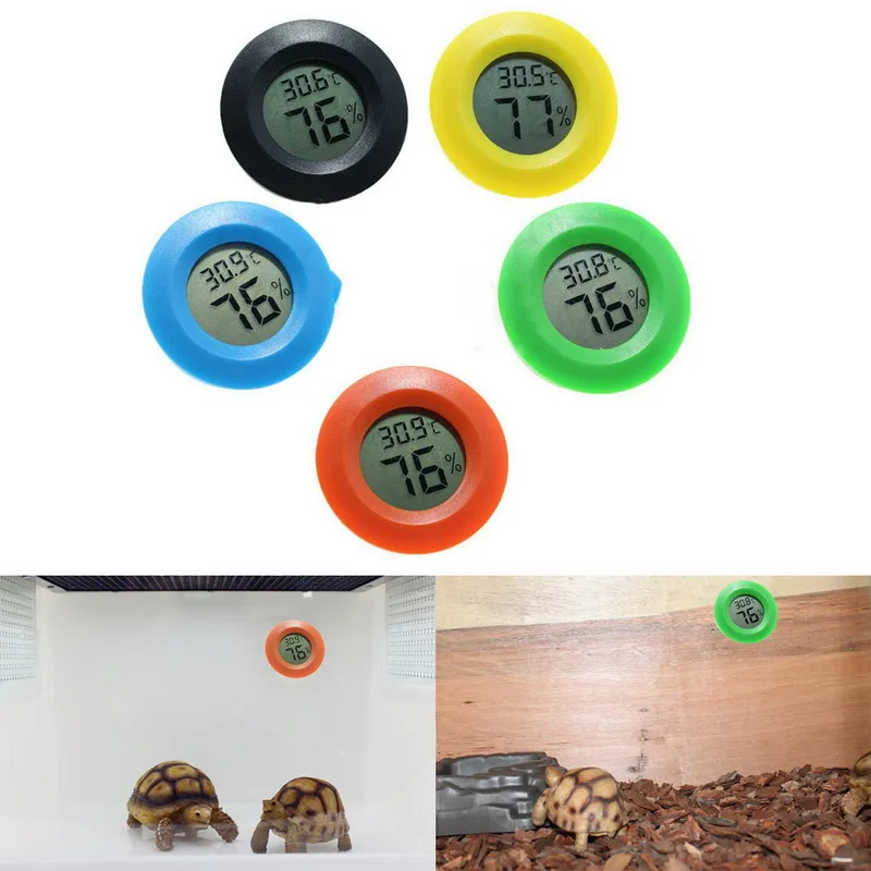 

Junejour Hygrometer Thermometer Meter LCD Digital Round Colorful Temperature Tester Gauge Aquarium Humidity Detector