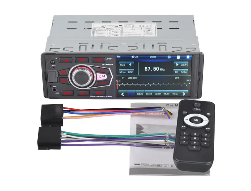 1 Din Автомобильный радиоприемник Рулевое колесо с пультом дистанционного управления 4.1-дюймовый FM / USB / AUX вход / SD Камера заднего вида HD 1080P Экран MP3-плеер Авторадио