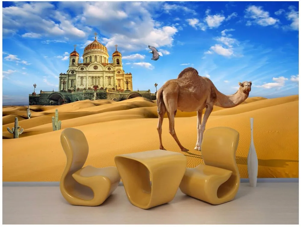 カスタム写真3d壁紙シルクロードミラージュラクダ探る砂漠背景の家の装飾3d壁の壁画の壁紙3 D Aliexpress 家のリフォーム