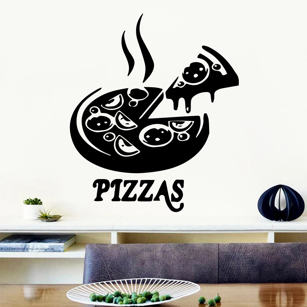 3D pizzas Environmental Protection Vinyl Stickers For Restaurant Decoration Removable Wall Sticker Home Decoration Wallpaper