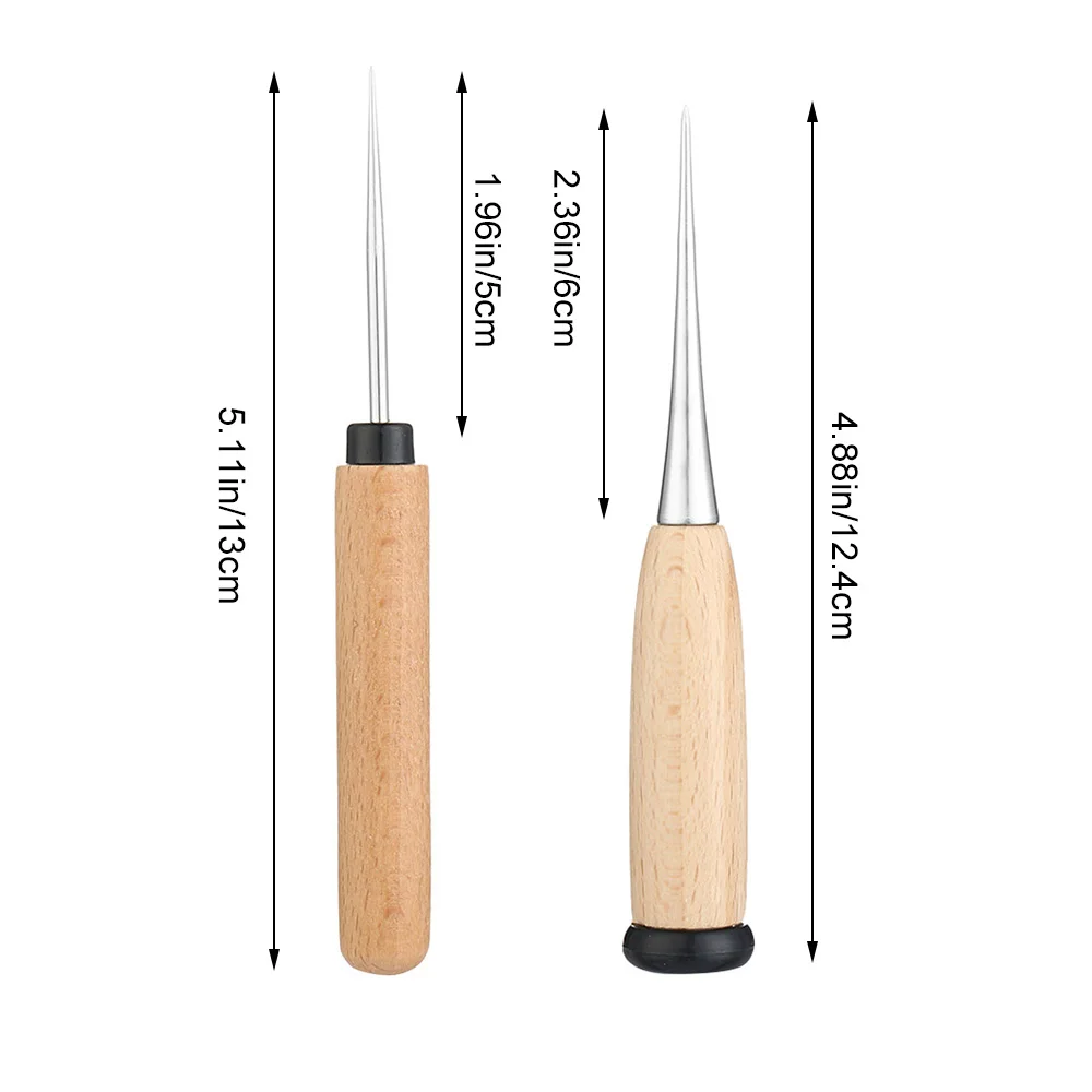 1/2 шт. кожа ремесленное Шило инструмент дырокол деревянной ручкой швейная строчка для пробивки отверстий в коже швы Awl швейные принадлежности - Цвет: set
