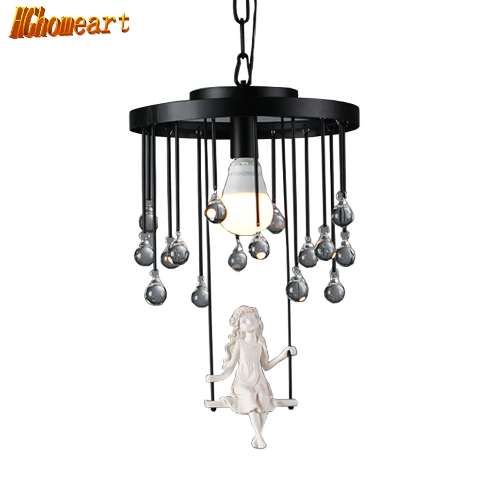 

HGHomeart Modern Crystal Chandelier LED Cartoon Chandeliers Lustre Suspension Kids Room Wrought Iron Lamp Lighting