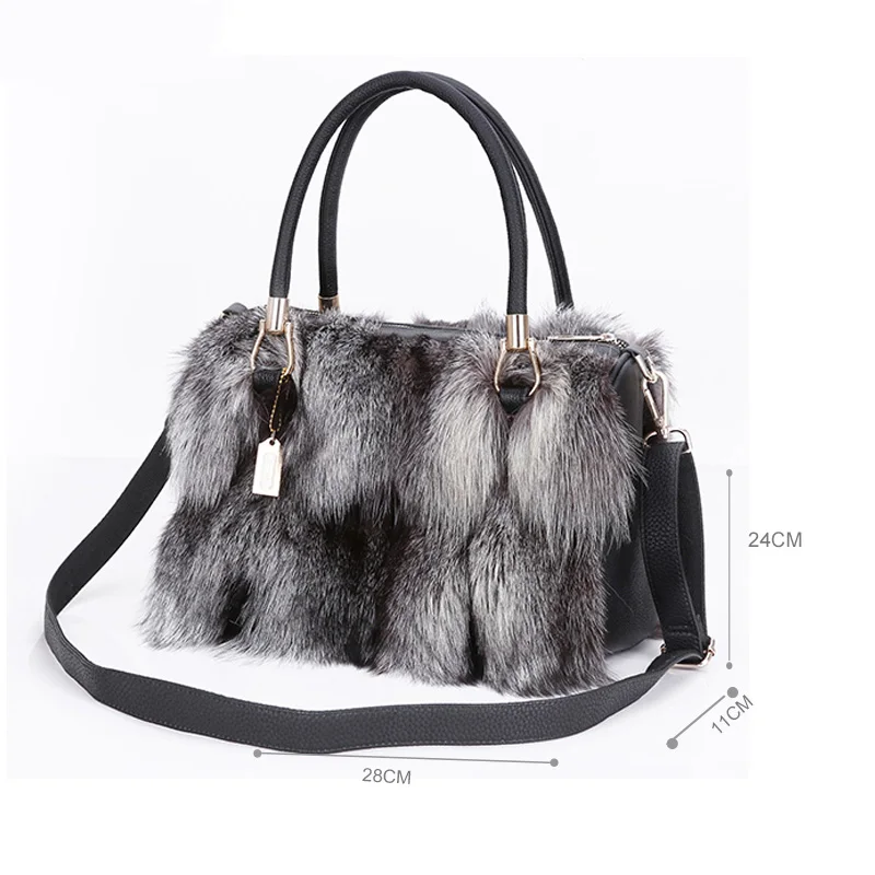 Etersto 2017 New Arrival Women Real Silver Fox Fur Messenger Bags Etersto 2017 New Arrival Women Real Silver Fox Fur Messenger Bags Female Handbag Bag Las Crossbody In Top Handle From Luggage